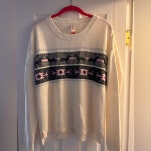 No Boundaries Winter Sweater with Pink and Black Design. Sparkle